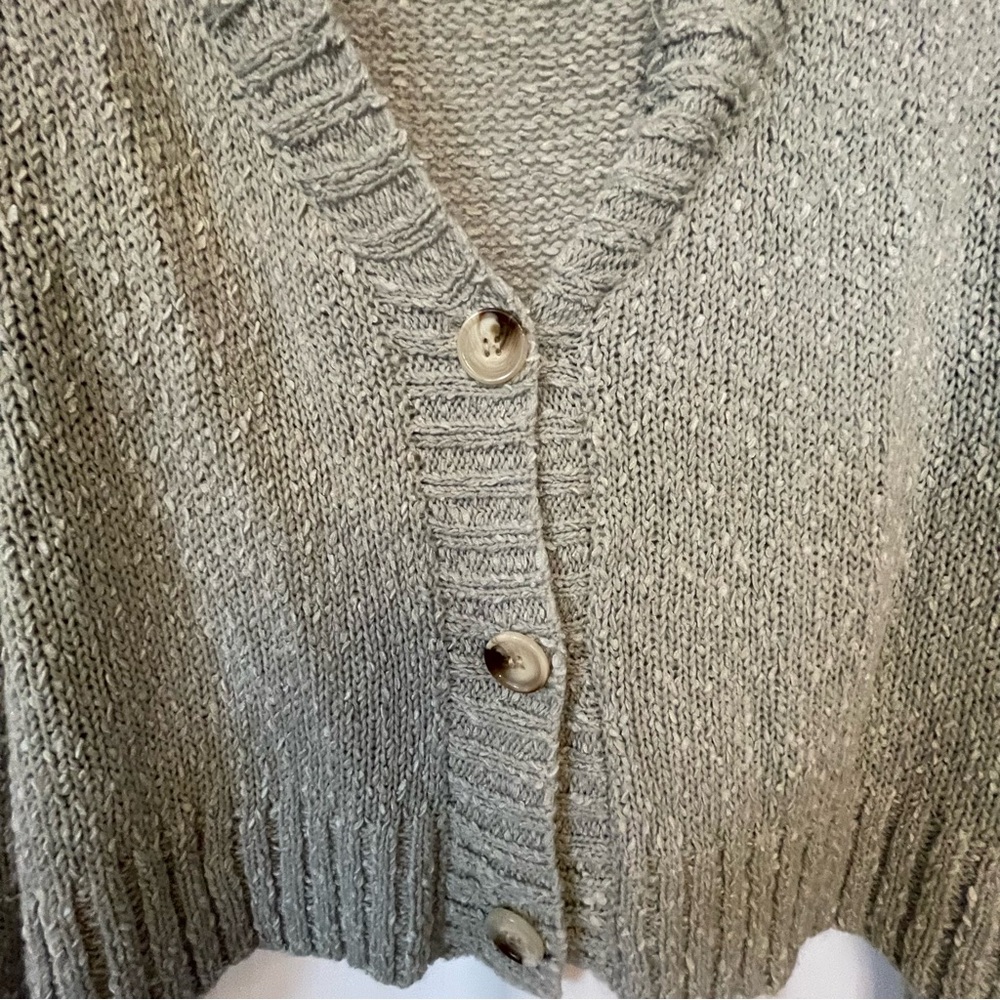 Zaful Gray Cardigan Sweater V-neck Cropped - Picture 3 of 5